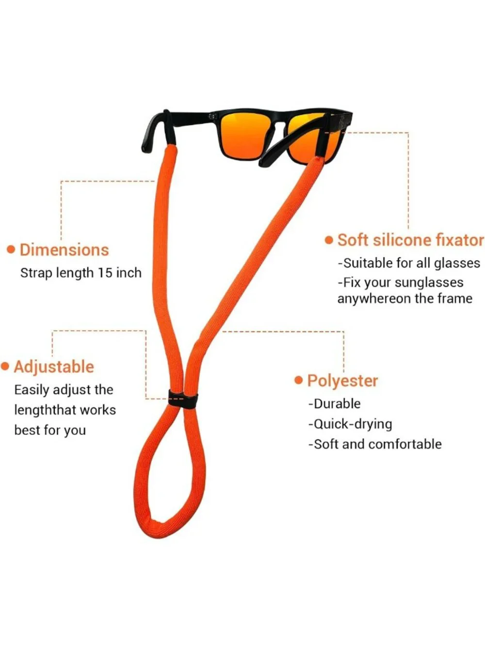 5PCS Floating Sunglasses Strap - Side-Clip Glasses Holder for Water Sports